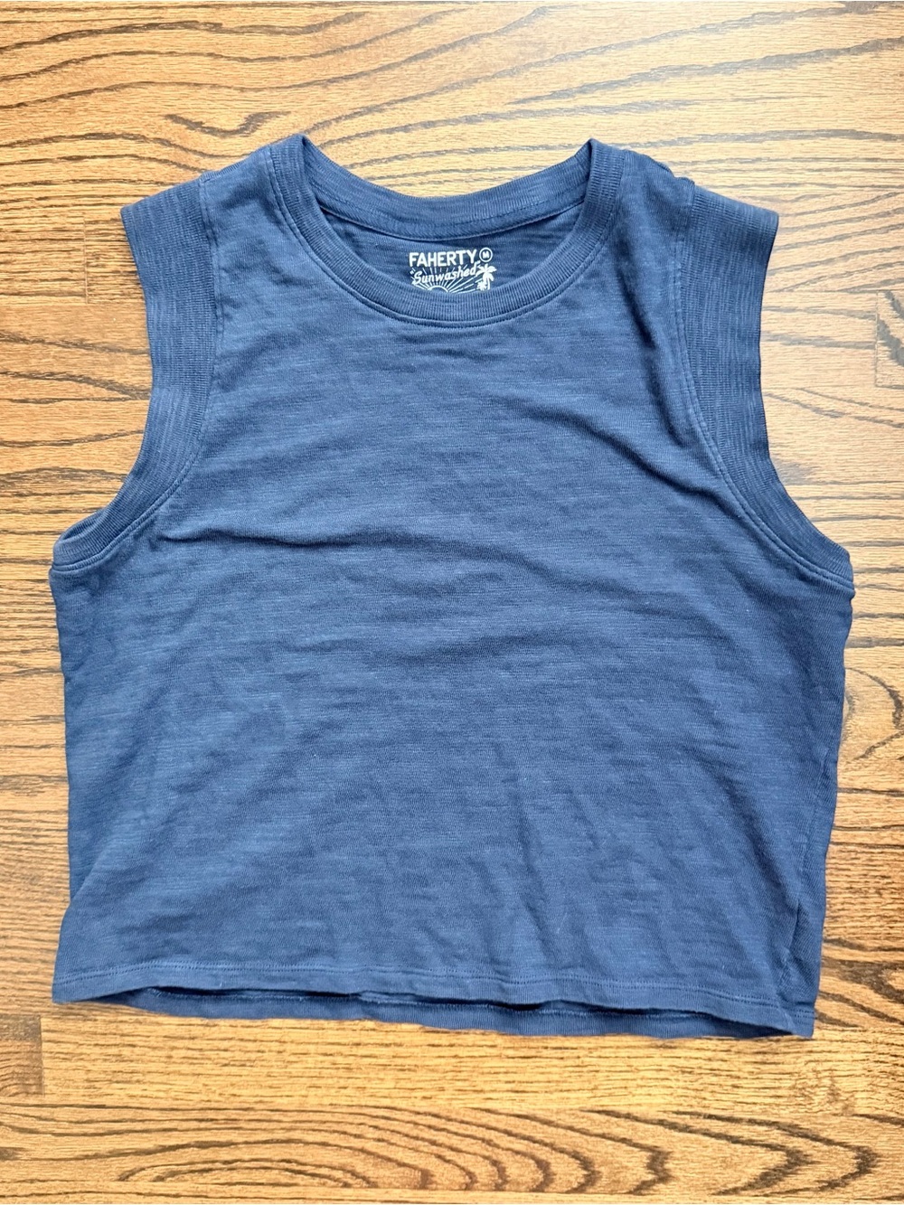 Faherty Navy Blue Cropped Tank Top